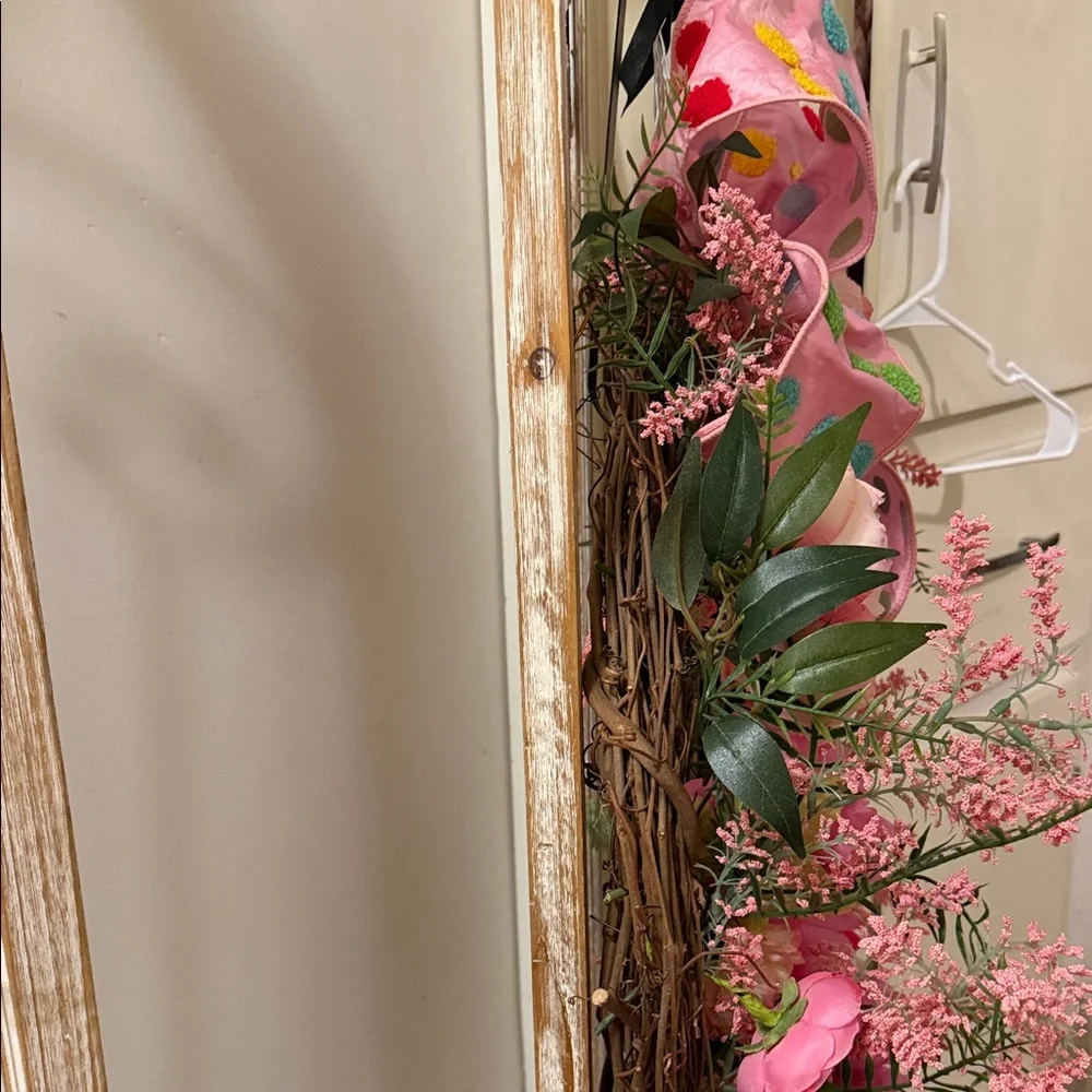 Floral Wreath with Polka Dot 4 in Silk Bow💕